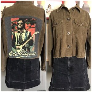 Eric Clapton Green Cropped Corduroy Jacket Women’s Size M/L